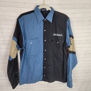 JACK DANIELS VINTAGE COLOR BLOCK LONG SLEEVE BUTTON UP W PEARL SNAP BUTTONS,